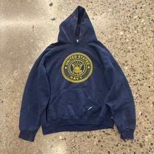 Soffe Navy Crewneck Hoodie with Yellow US Navy Emblem